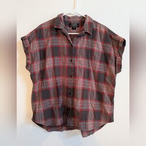 Filson Women's Gray and Red Plaid Shirt